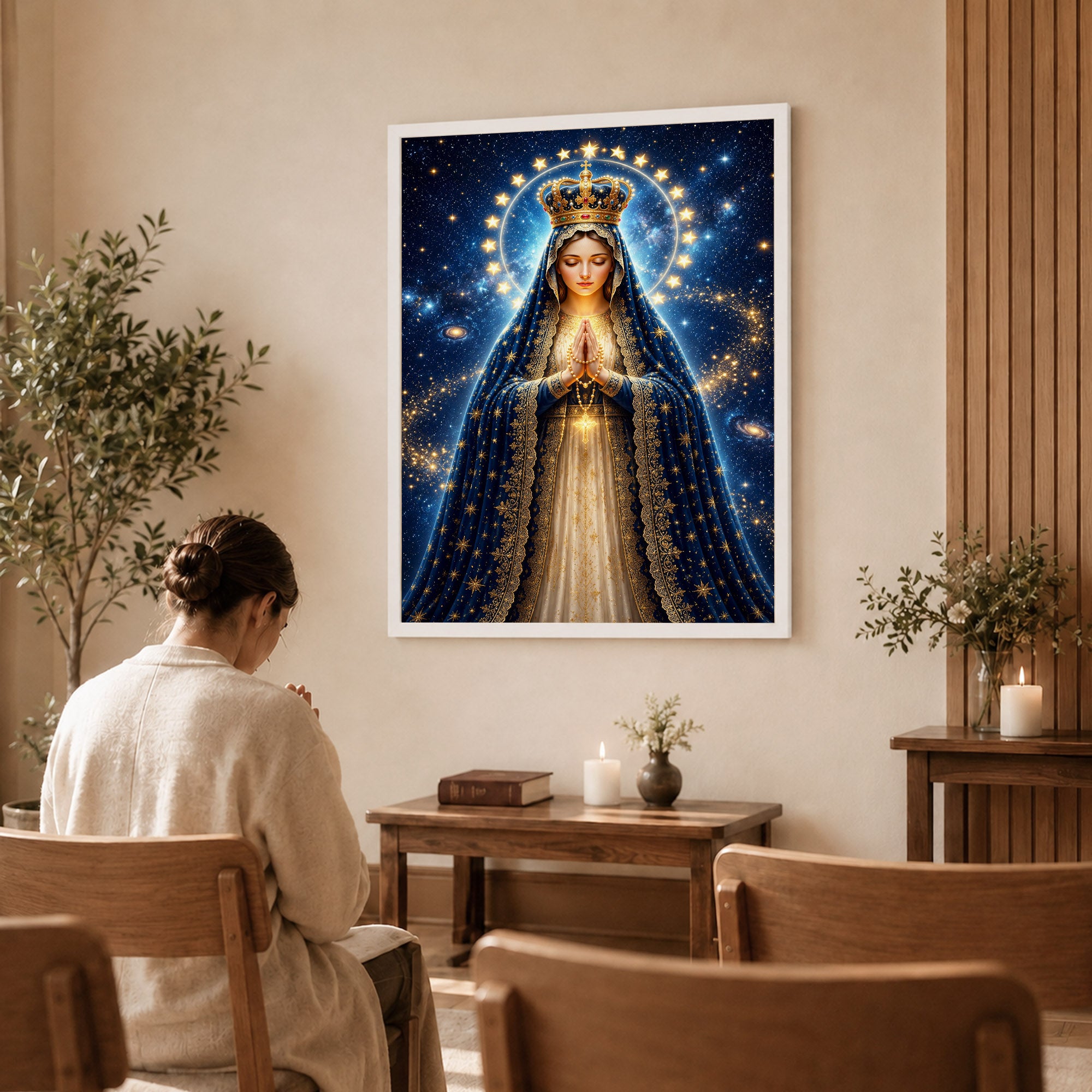 Crowned Queen of Heaven Virgin Mary Poster/Canvas