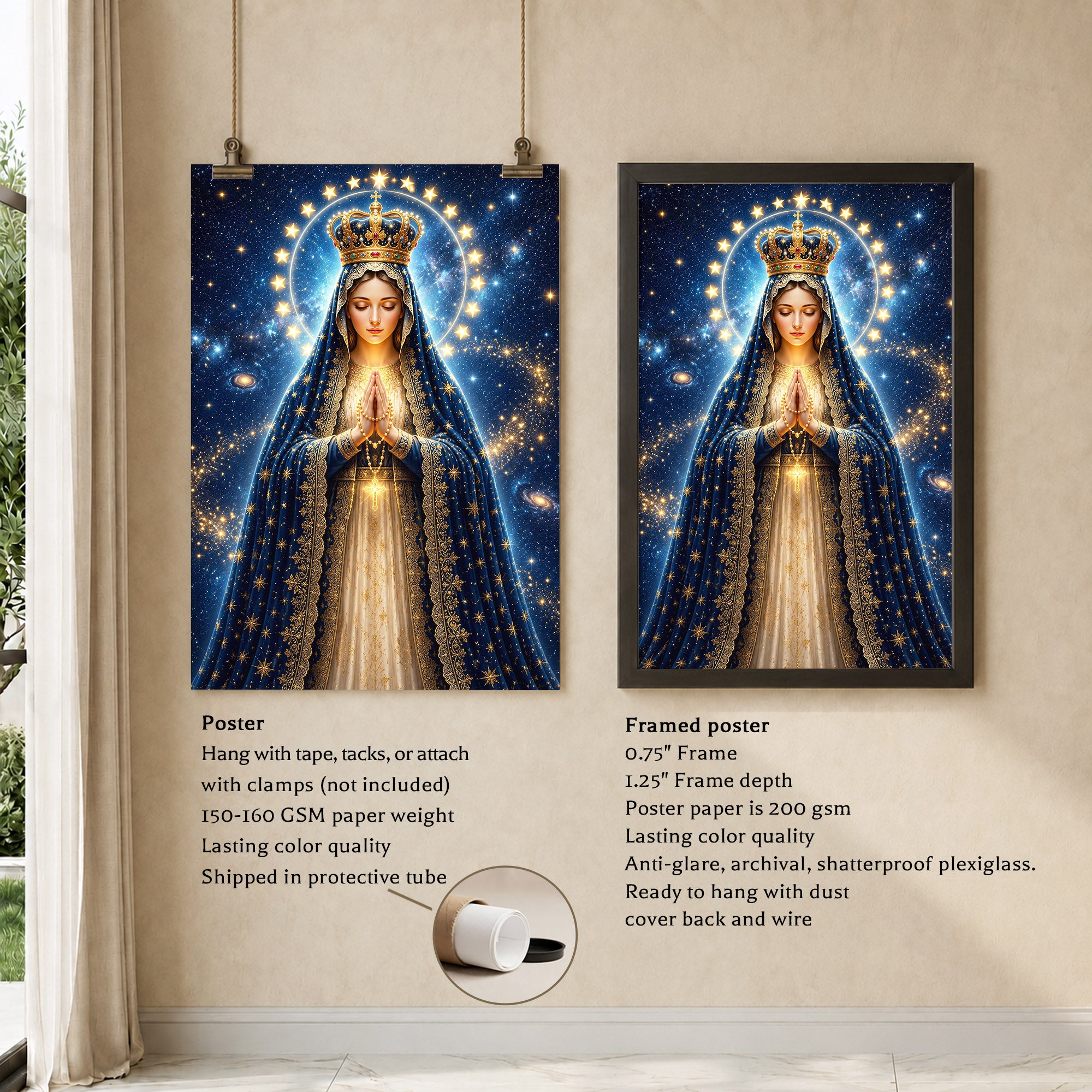 Crowned Queen of Heaven Virgin Mary Poster/Canvas