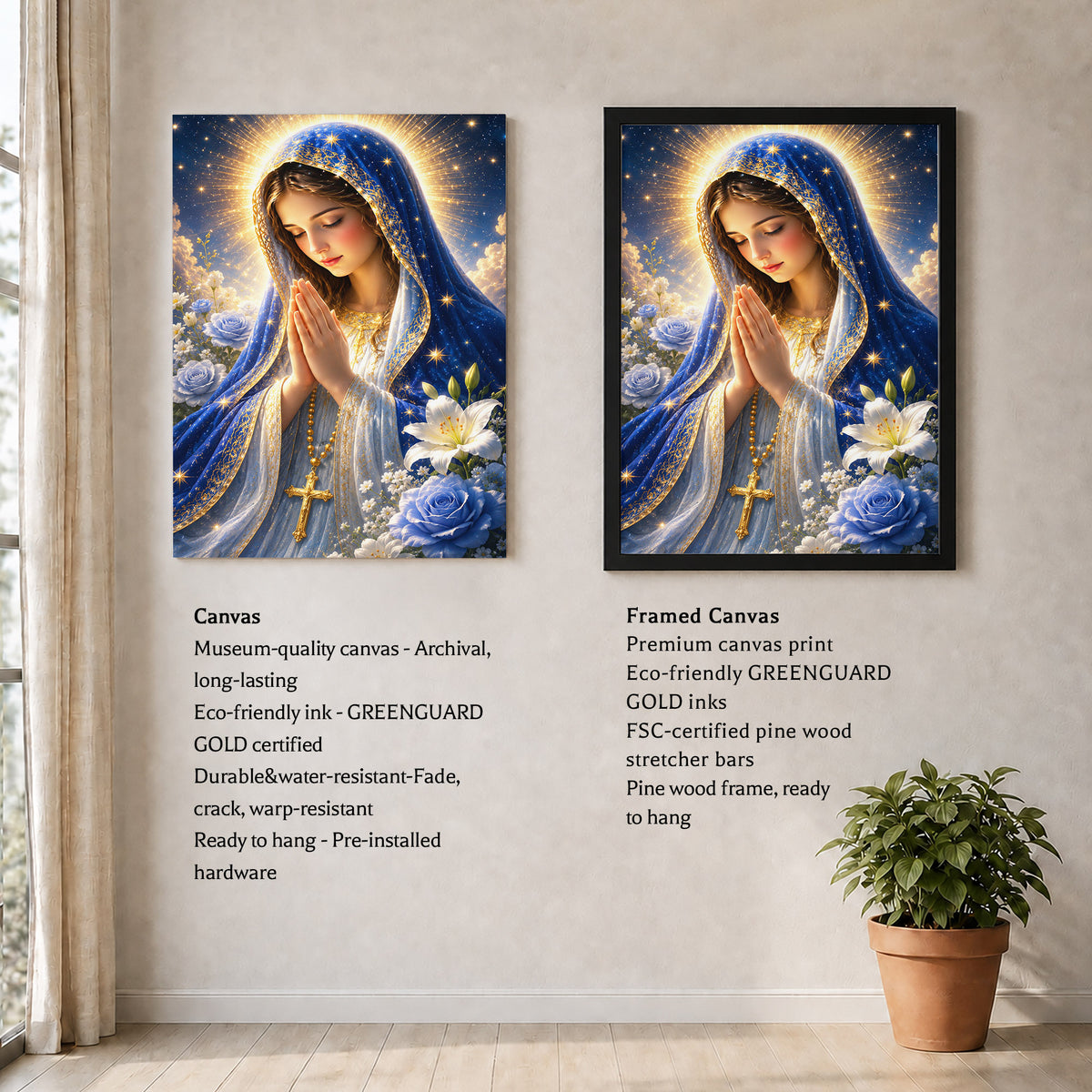 Blue Rose Virgin Mary Prayer Poster/Canvas