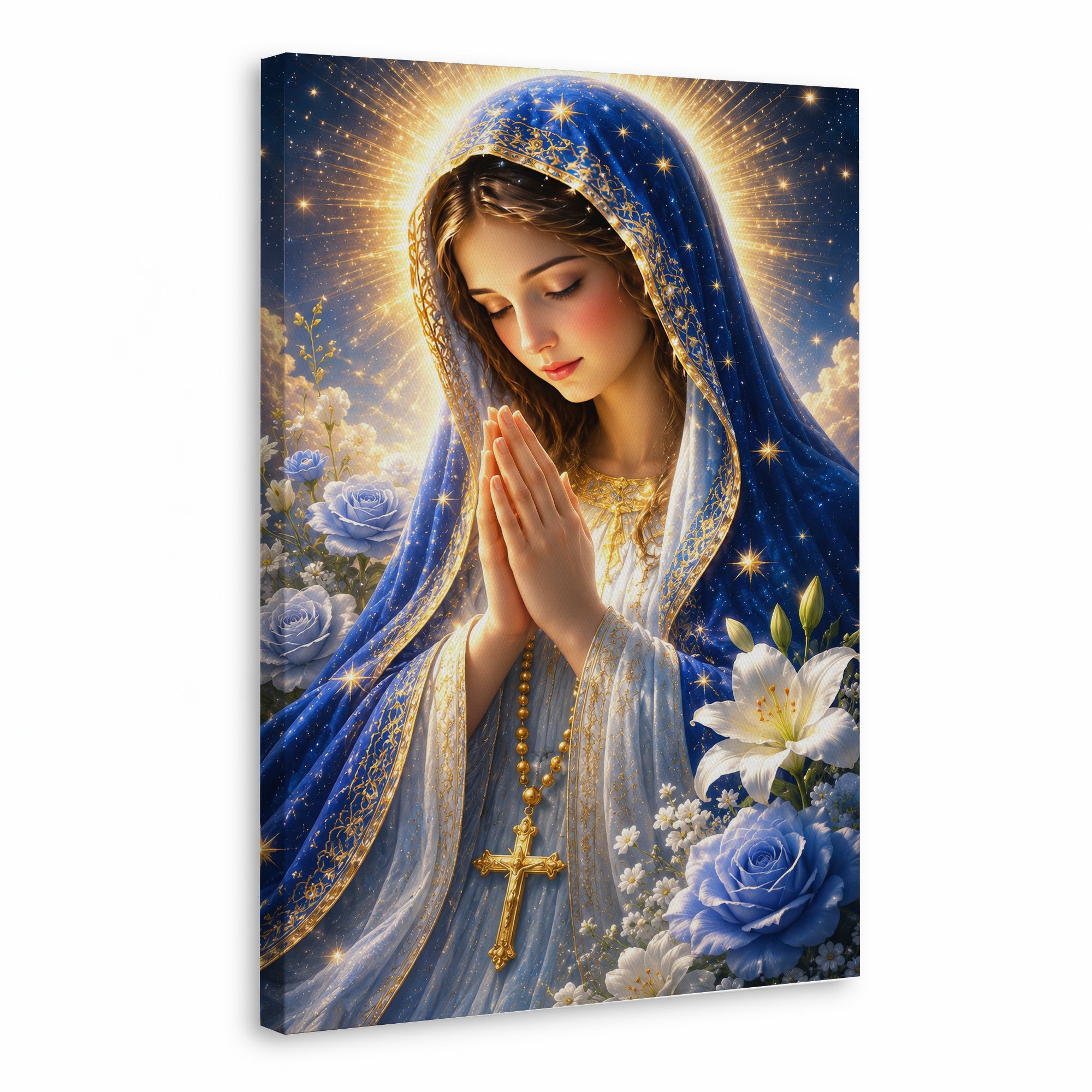Blue Rose Virgin Mary Prayer Poster/Canvas