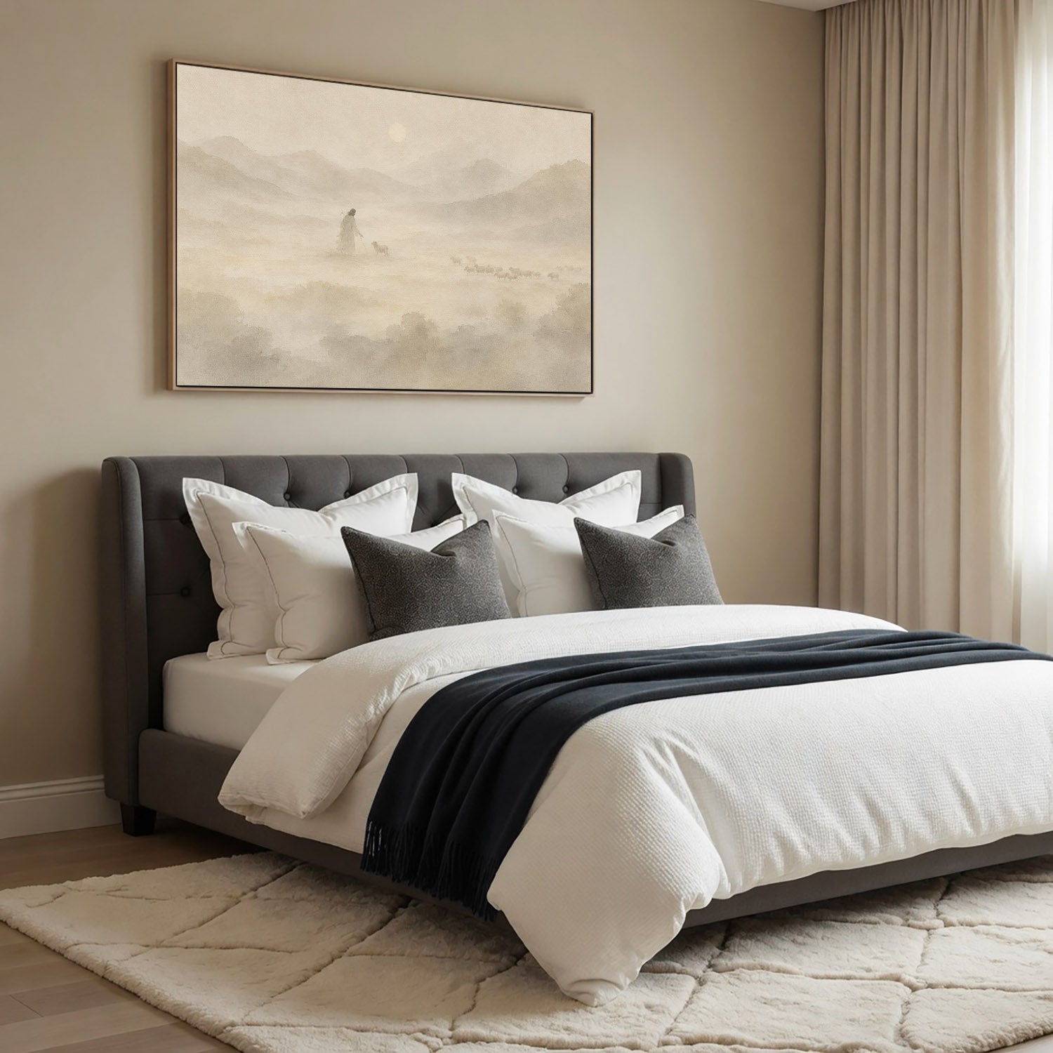 Jesus the Good Shepherd Neutral Landscape Poster/Canvas
