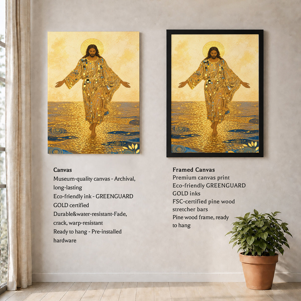 Golden Jesus Walking on Water Poster/Canvas