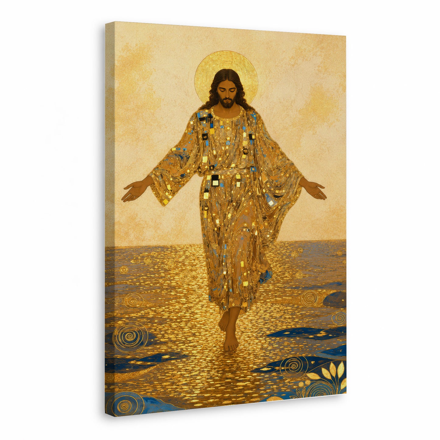 Golden Jesus Walking on Water Poster/Canvas