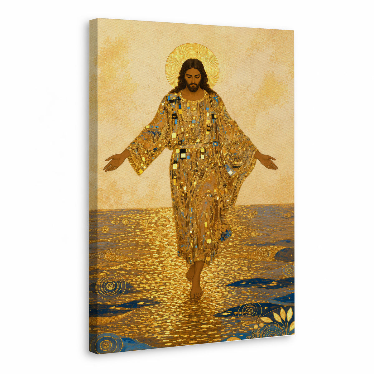 Golden Jesus Walking on Water Poster/Canvas