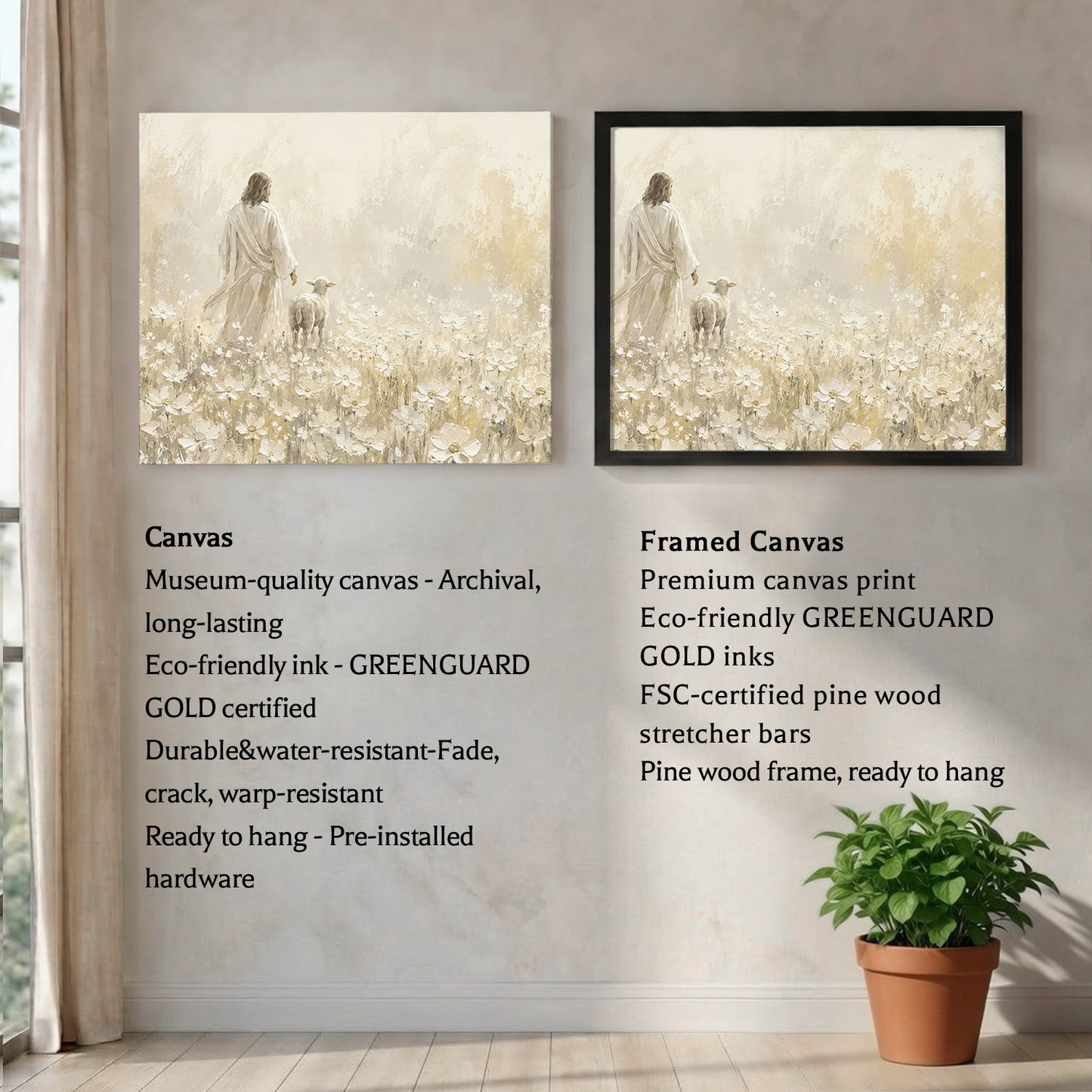 Walking With the Lamb Minimalist Christian Art Poster/Canvas