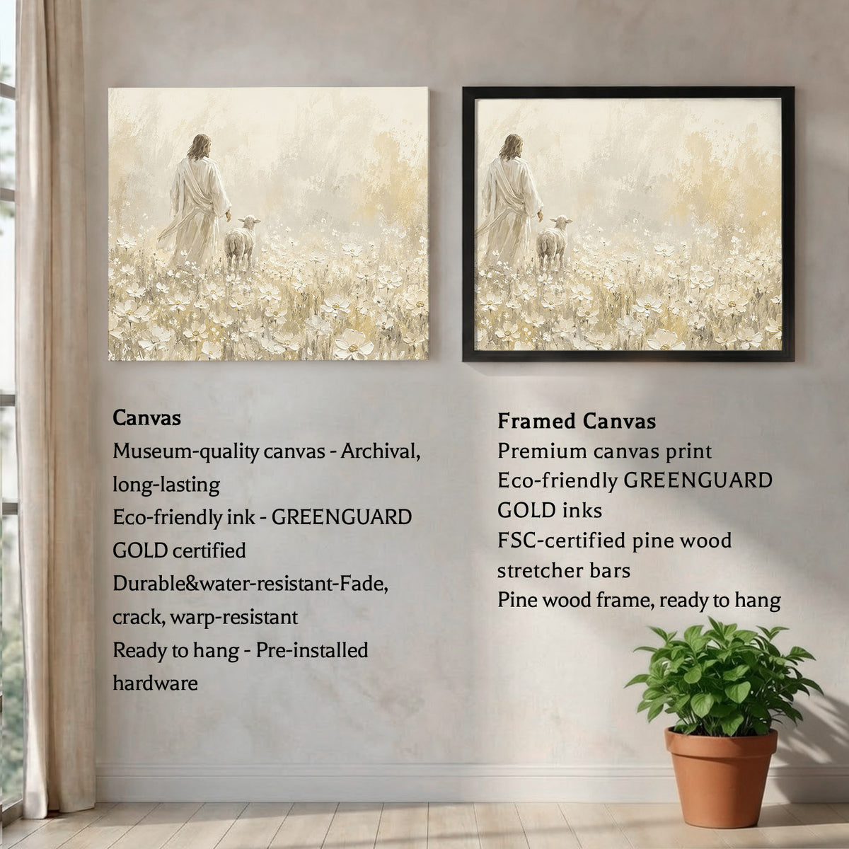 Walking With the Lamb Minimalist Christian Art Poster/Canvas