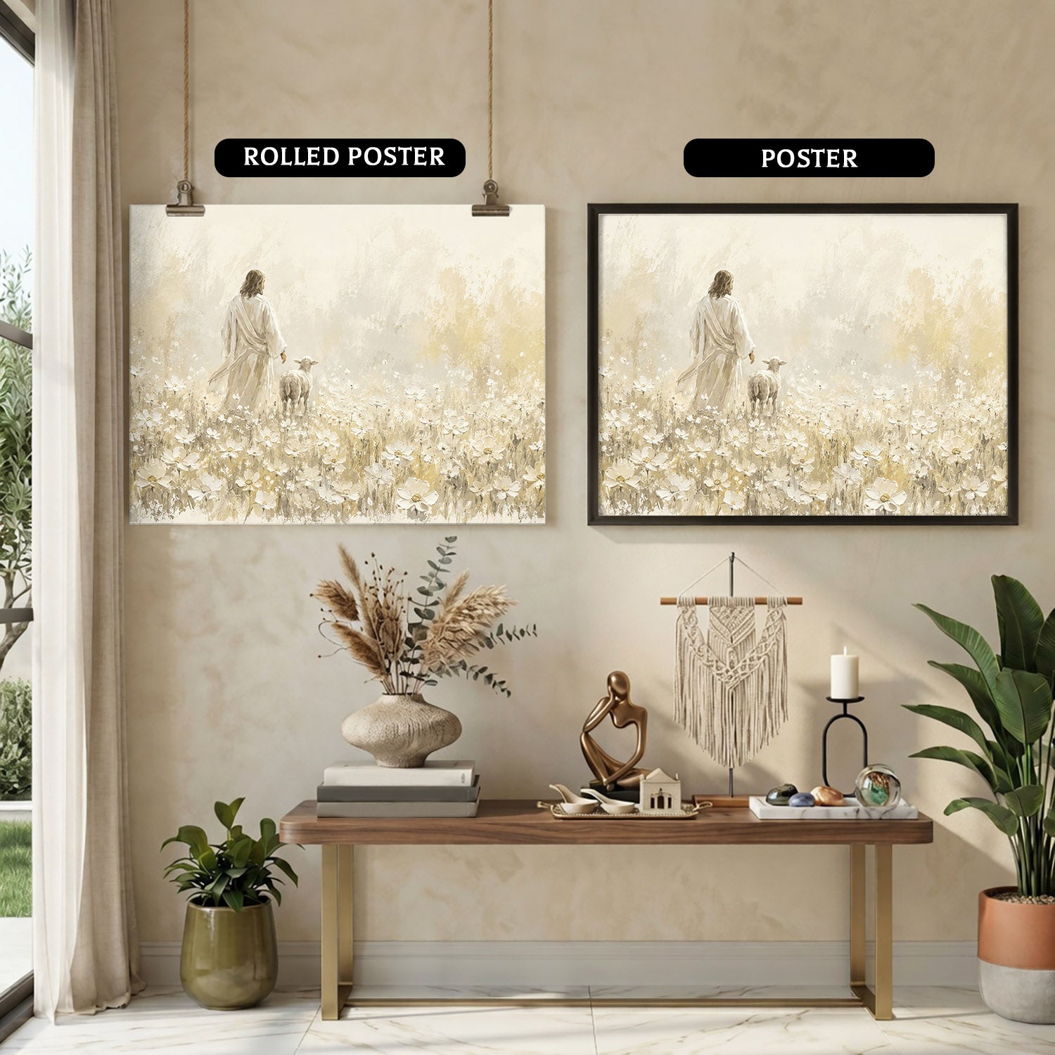 Walking With the Lamb Minimalist Christian Art Poster/Canvas