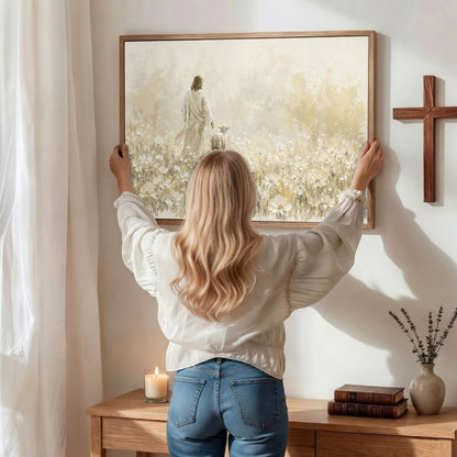 Walking With the Lamb Minimalist Christian Art Poster/Canvas