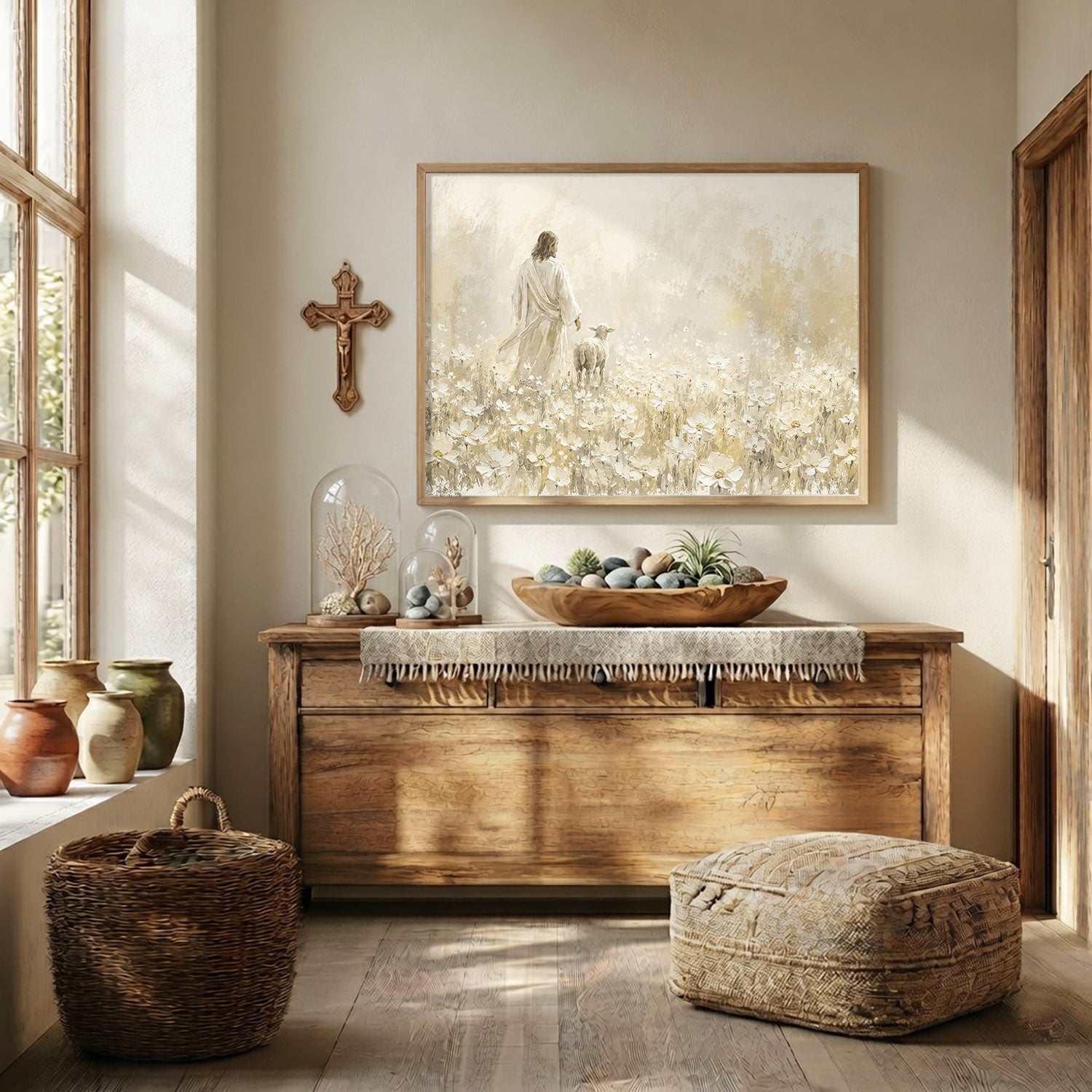 Walking With the Lamb Minimalist Christian Art Poster/Canvas