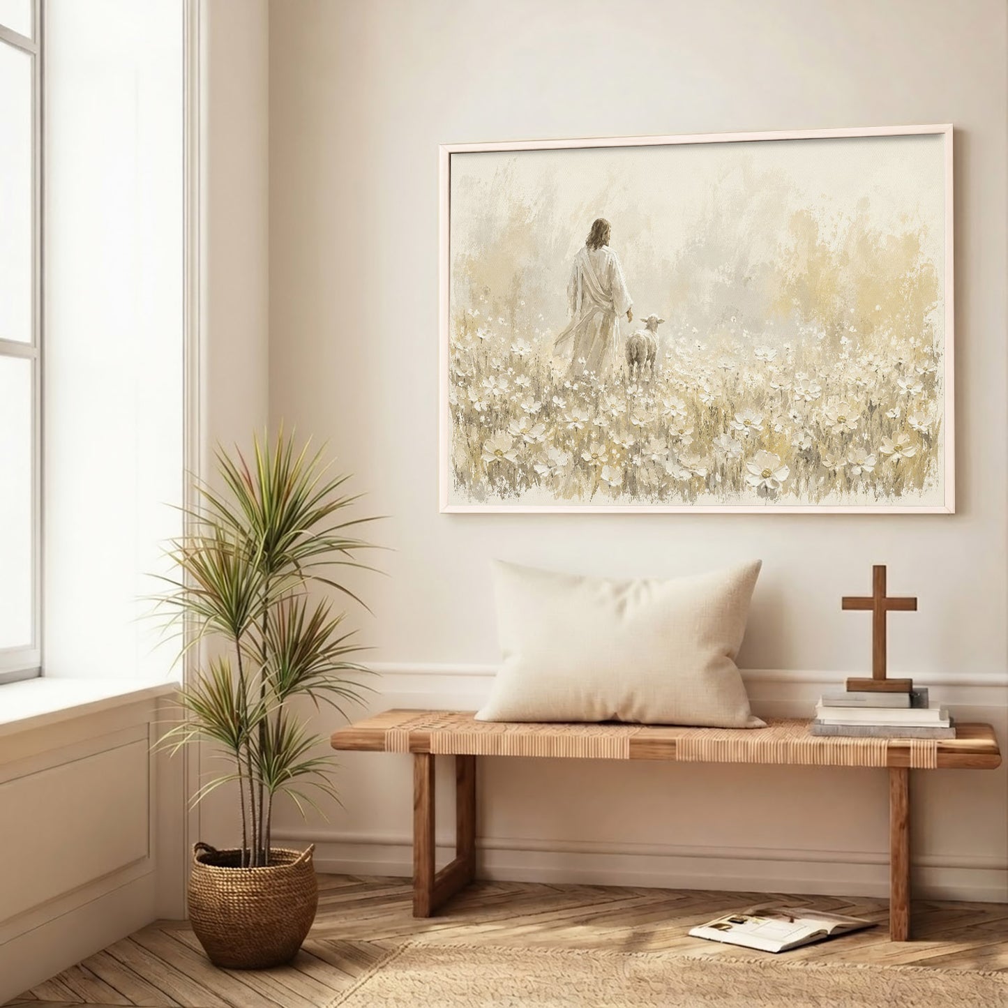 Walking With the Lamb Minimalist Christian Art Poster/Canvas