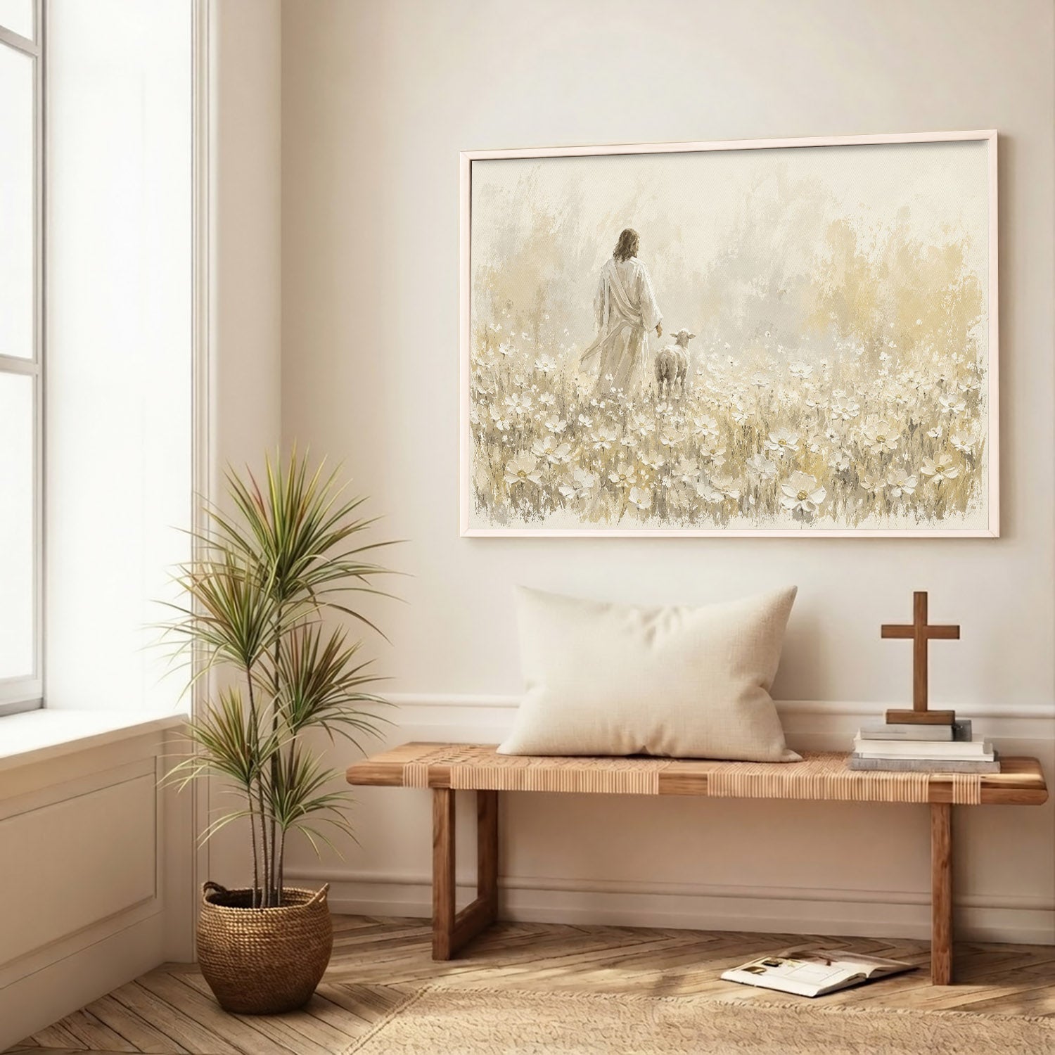 Walking With the Lamb Minimalist Christian Art Poster/Canvas