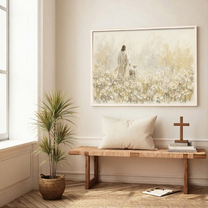 Walking With the Lamb Minimalist Christian Art Poster/Canvas