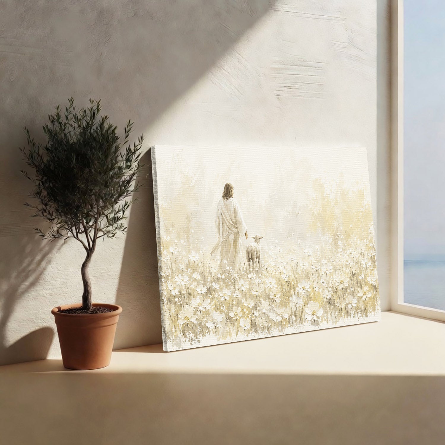 Walking With the Lamb Minimalist Christian Art Poster/Canvas