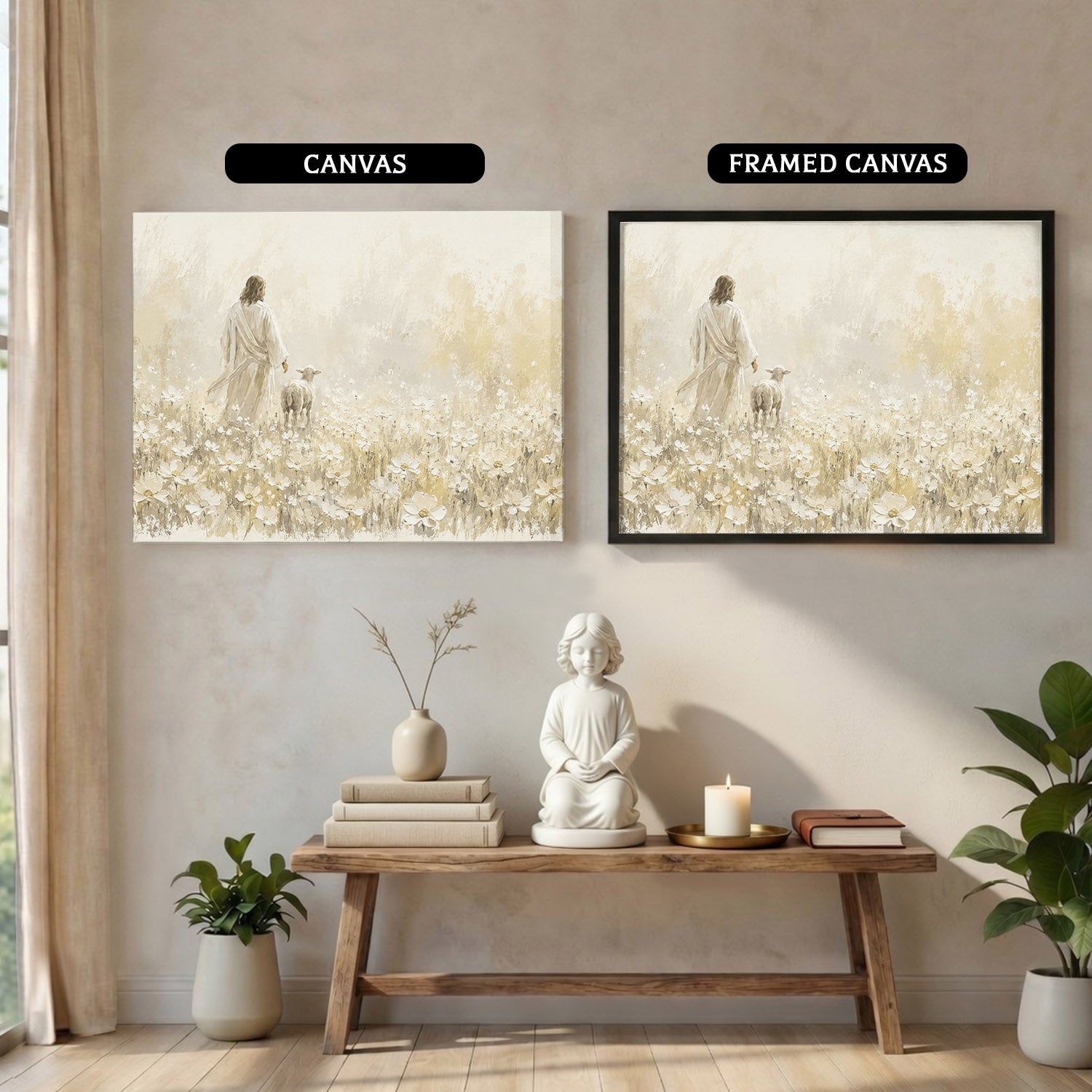 Walking With the Lamb Minimalist Christian Art Poster/Canvas