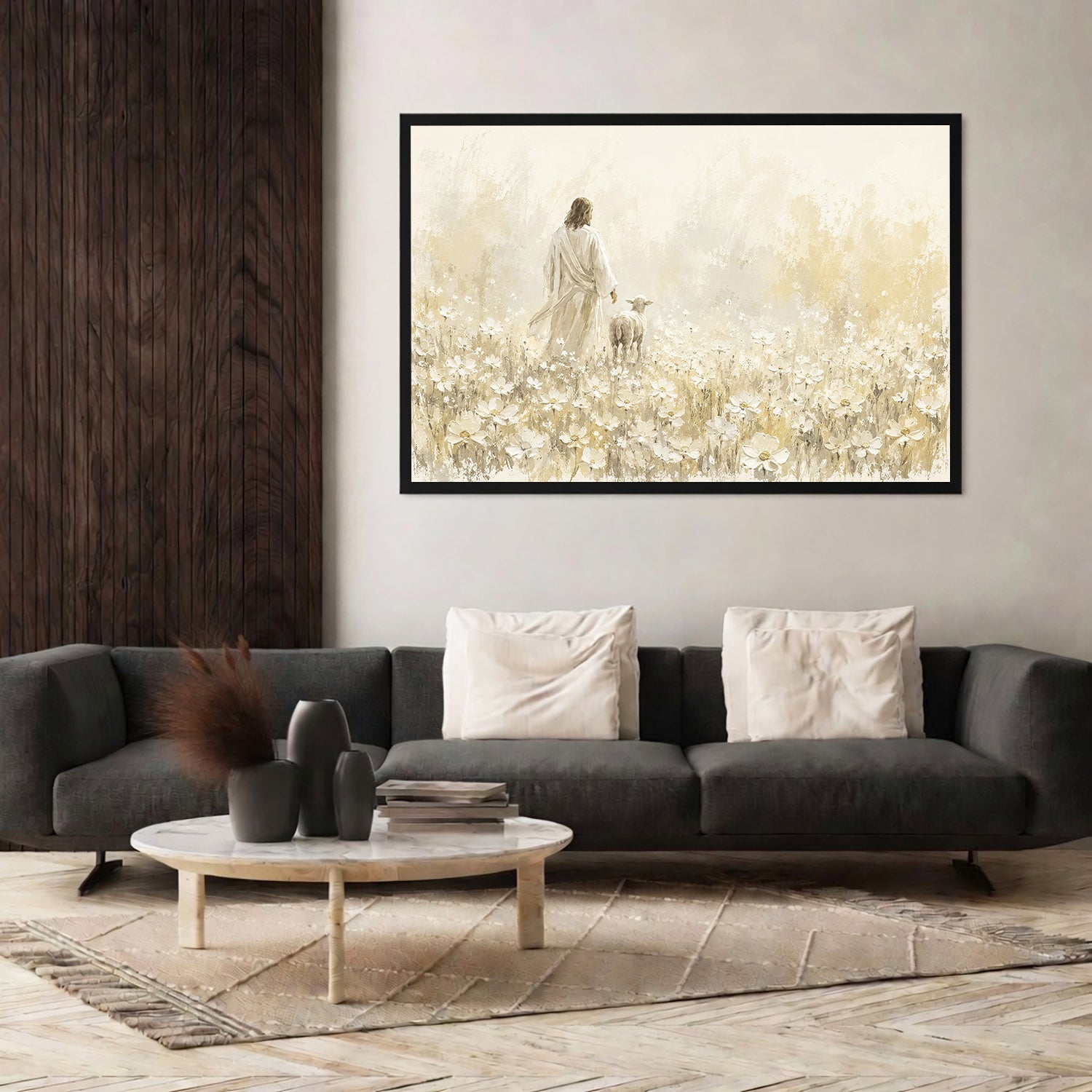 Walking With the Lamb Minimalist Christian Art Poster/Canvas