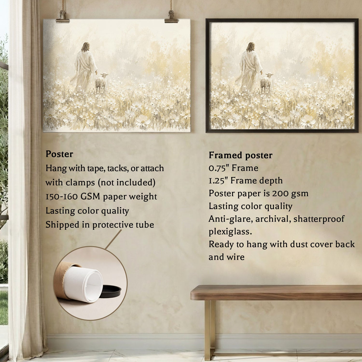 Walking With the Lamb Minimalist Christian Art Poster/Canvas