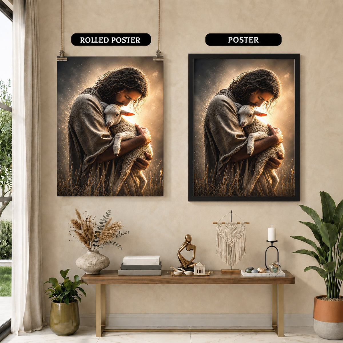 Jesus Holding the Lost Lamb Poster/Canvas