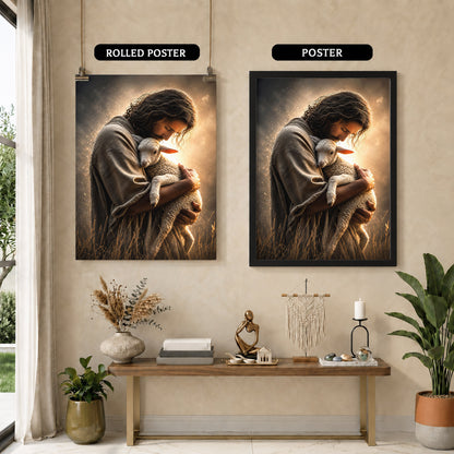 Jesus Holding the Lost Lamb Poster/Canvas