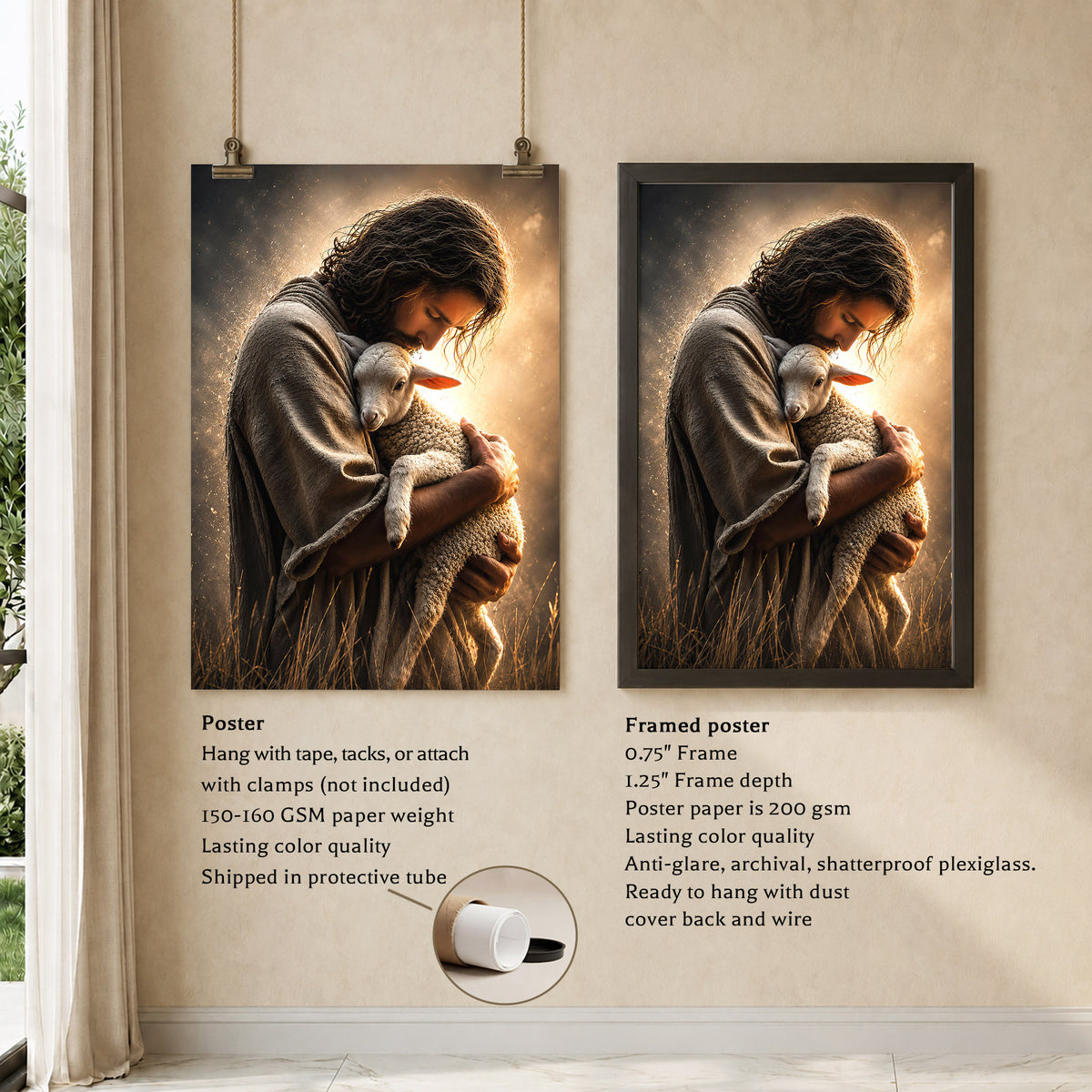 Jesus Holding the Lost Lamb Poster/Canvas