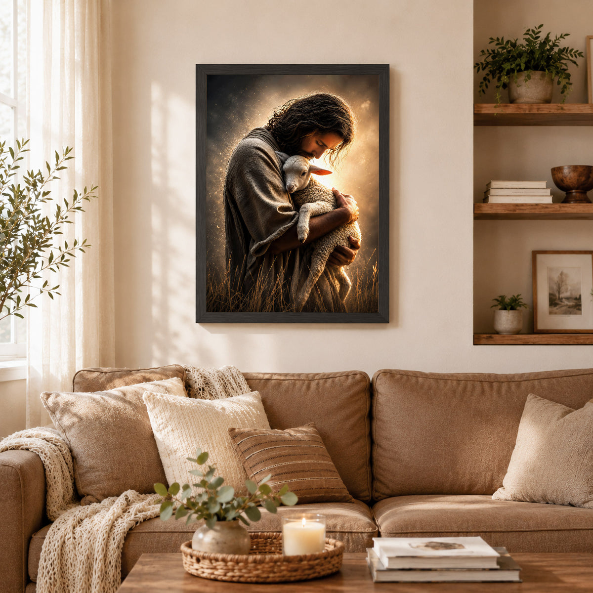 Jesus Holding the Lost Lamb Poster/Canvas