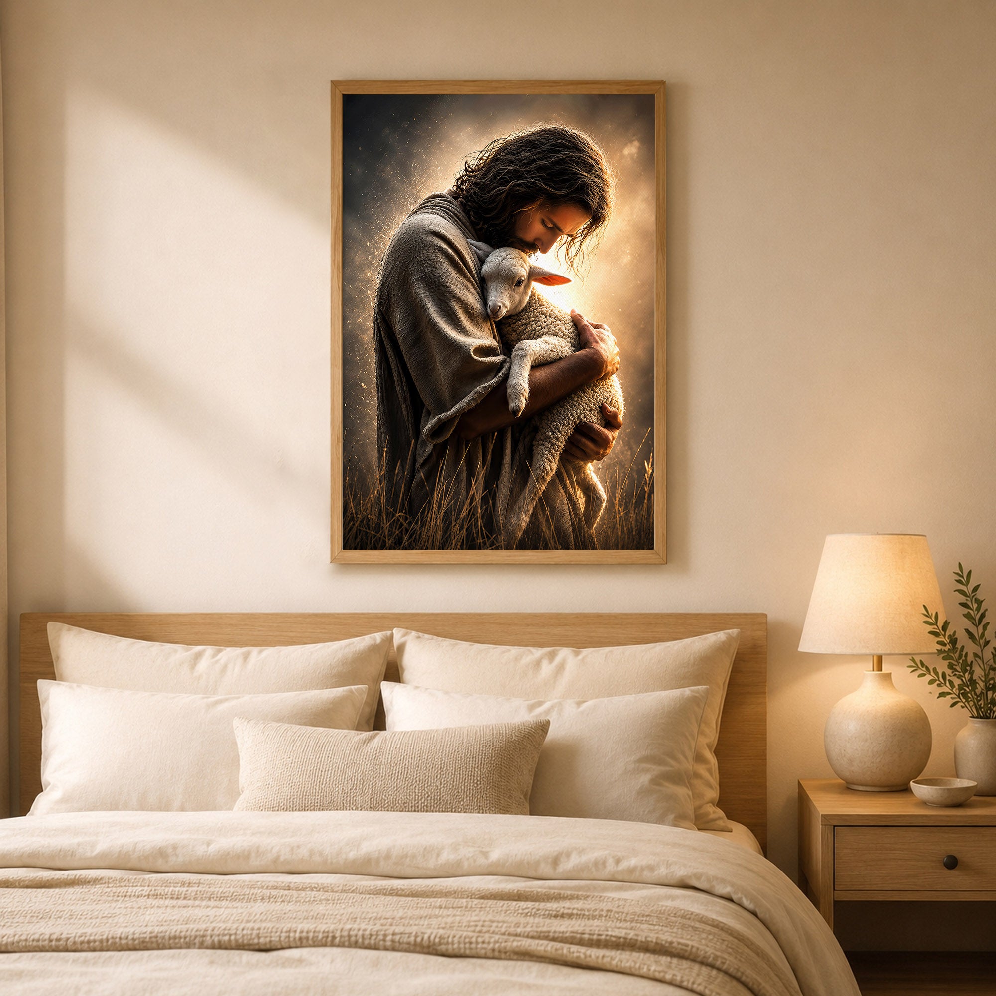 Jesus Holding the Lost Lamb Poster/Canvas
