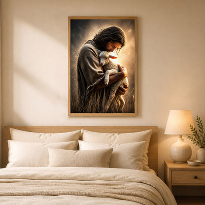 Jesus Holding the Lost Lamb Poster/Canvas