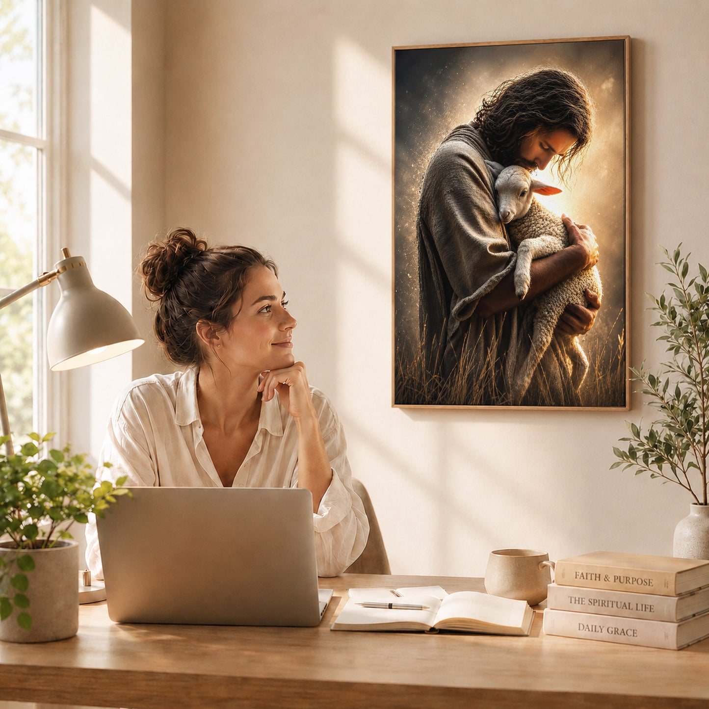 Jesus Holding the Lost Lamb Poster/Canvas