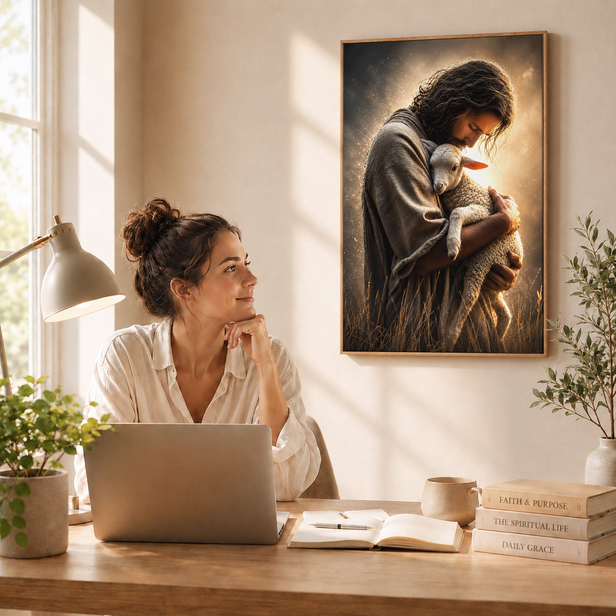 Jesus Holding the Lost Lamb Poster/Canvas