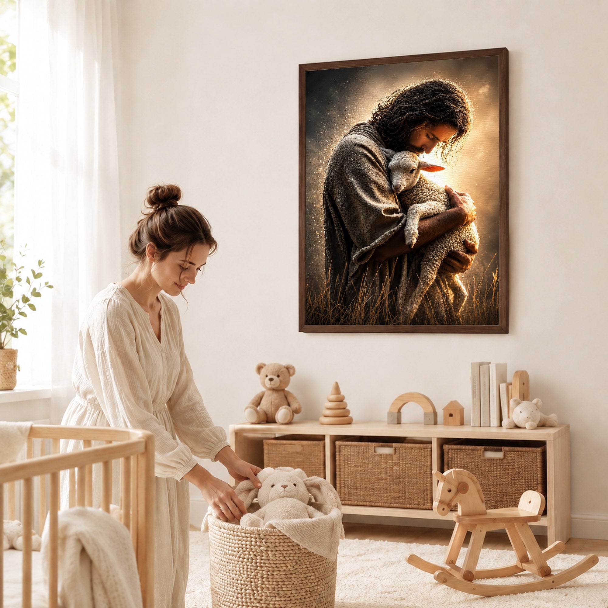 Jesus Holding the Lost Lamb Poster/Canvas