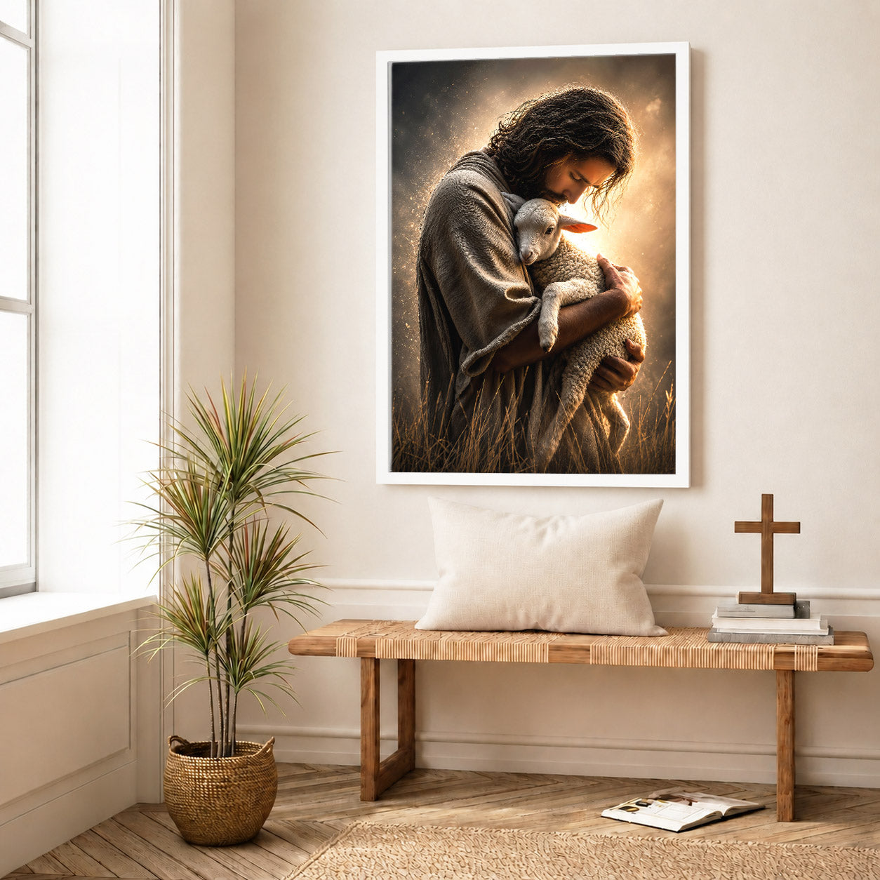 Jesus Holding the Lost Lamb Poster/Canvas