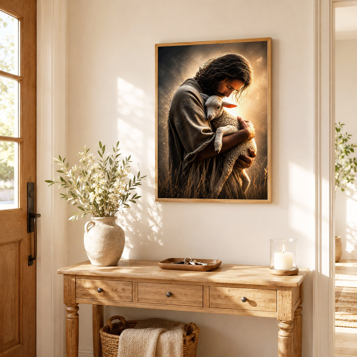 Jesus Holding the Lost Lamb Poster/Canvas