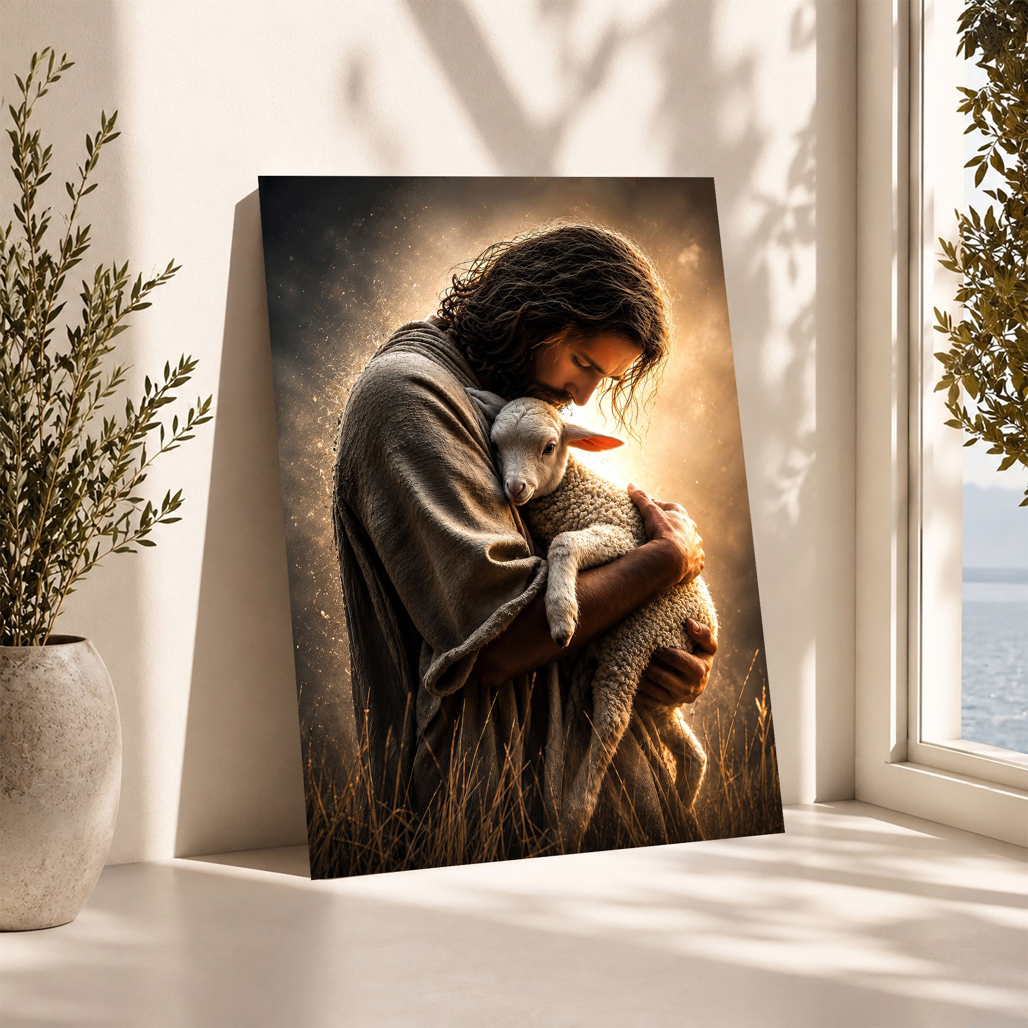 Jesus Holding the Lost Lamb Poster/Canvas
