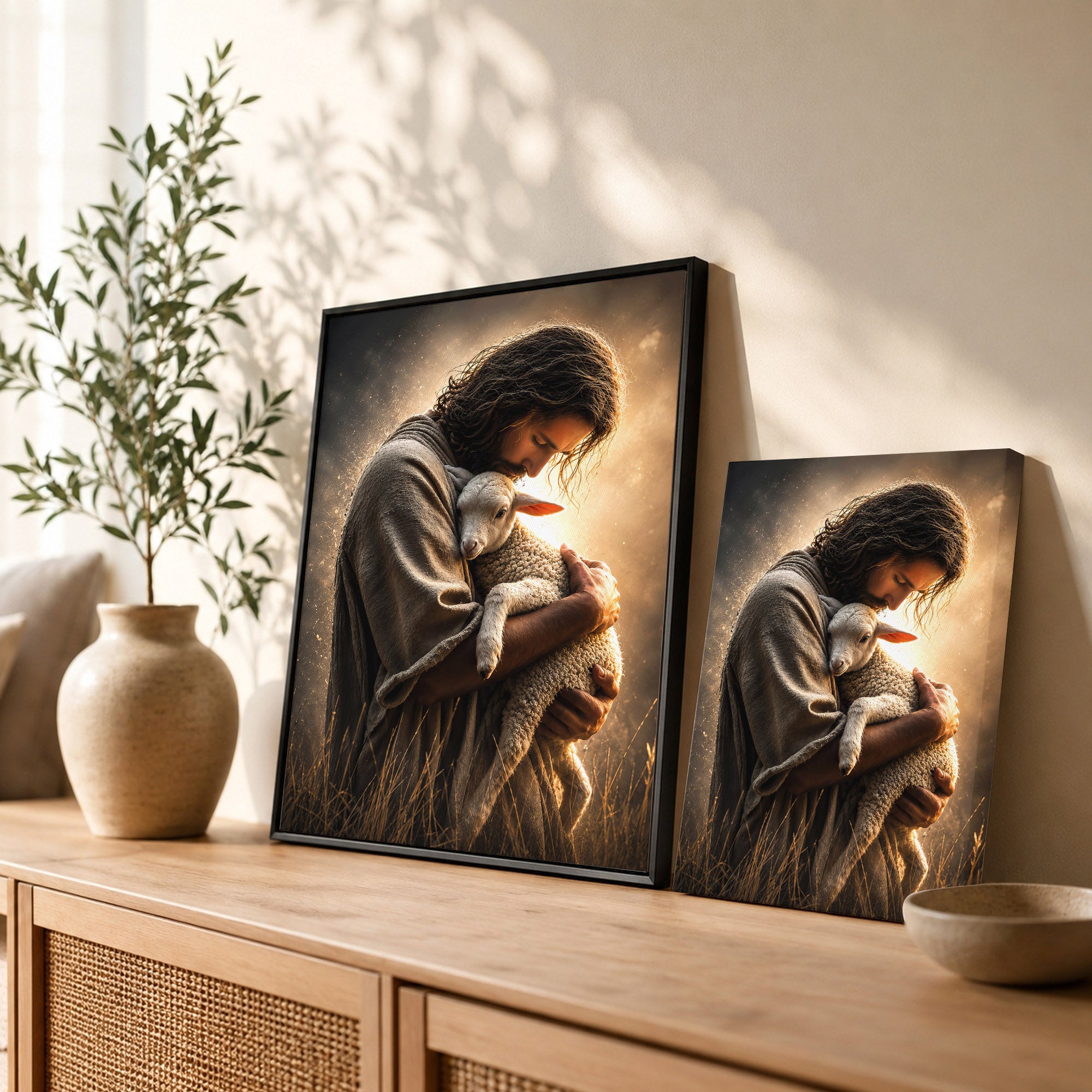 Jesus Holding the Lost Lamb Poster/Canvas