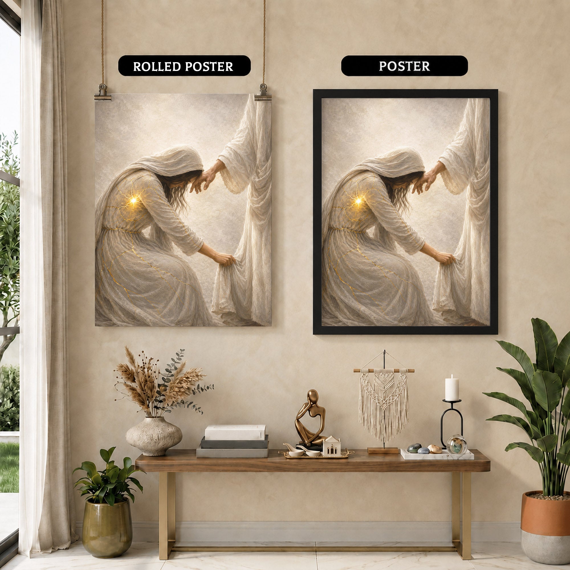Jesus Healing the Broken Soul Christian Poster/Canvas