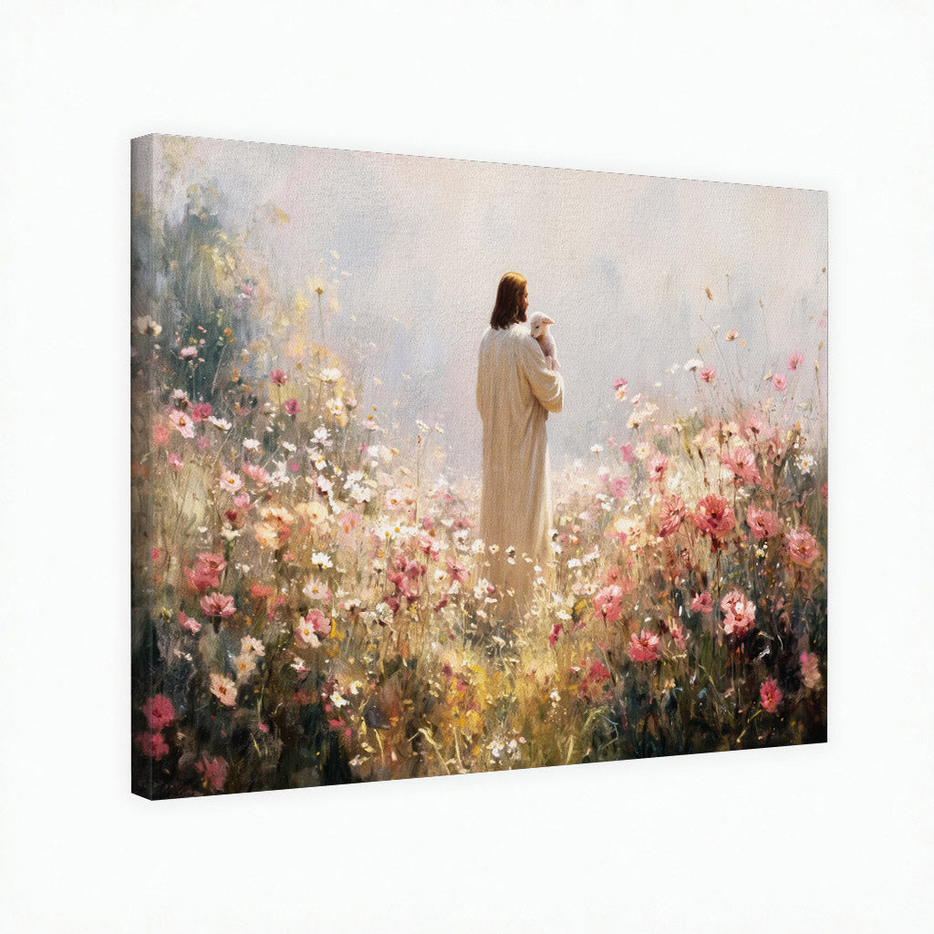 The Shepherd Among Wildflowers Christian Art Poster/Canvas