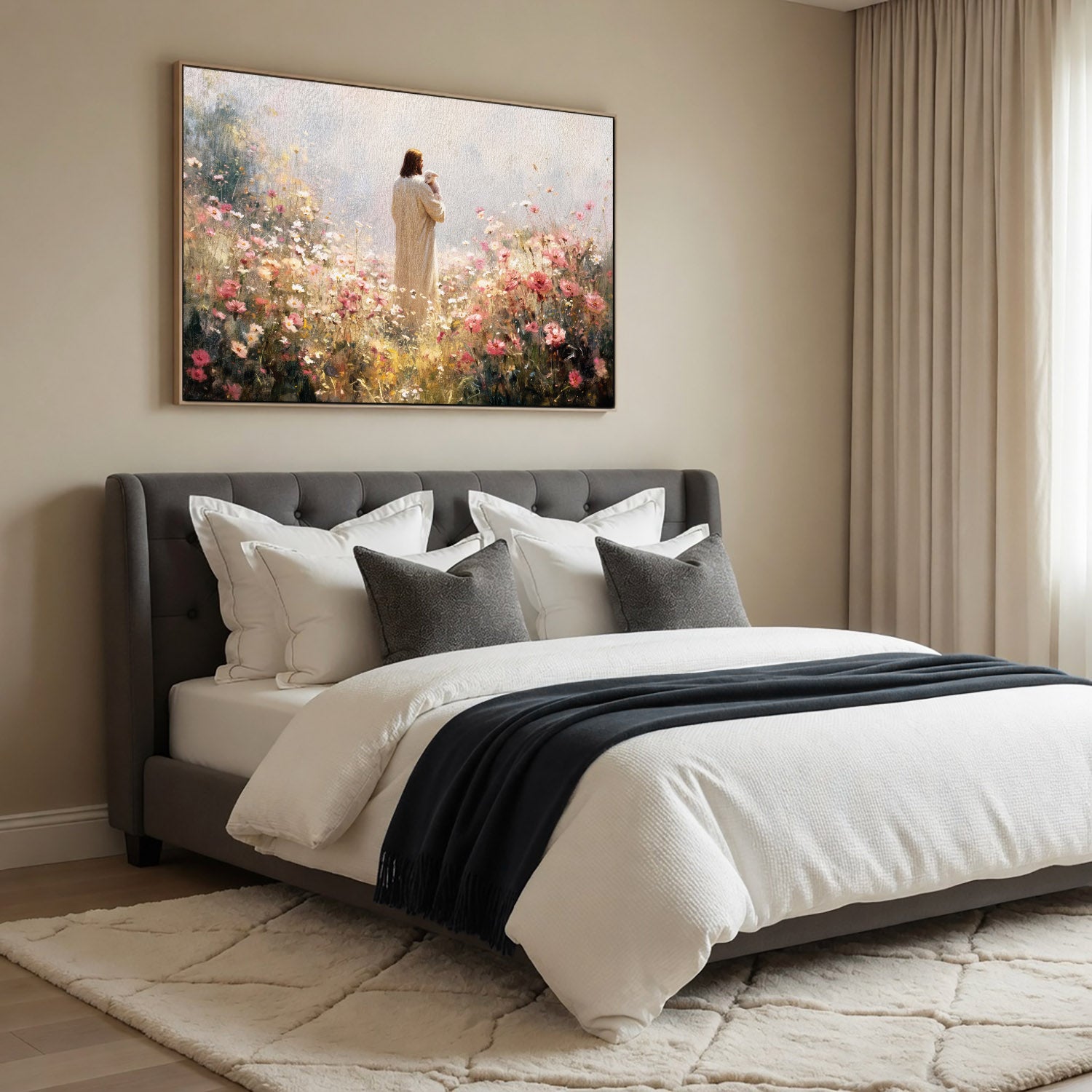 The Shepherd Among Wildflowers Christian Art Poster/Canvas