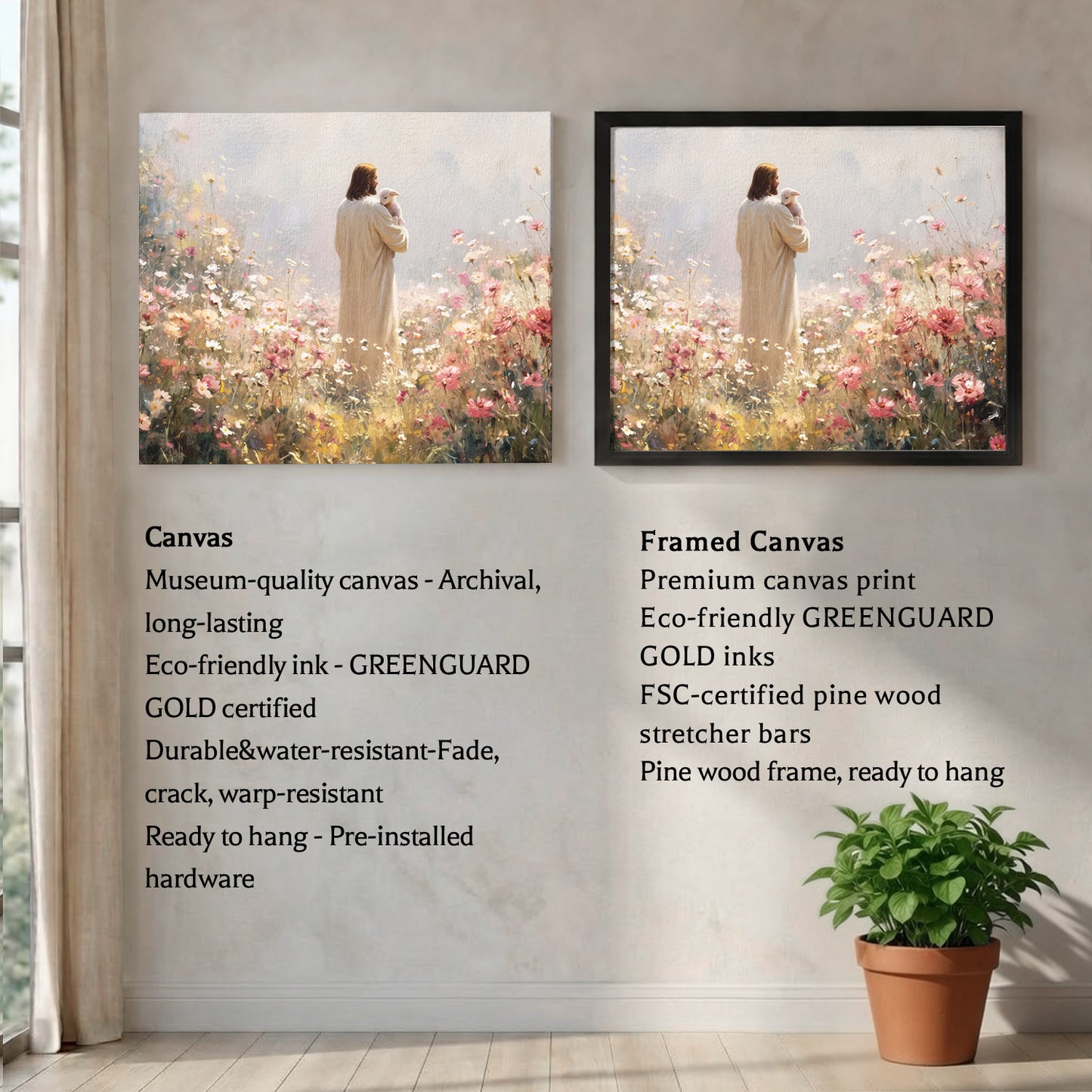 The Shepherd Among Wildflowers Christian Art Poster/Canvas