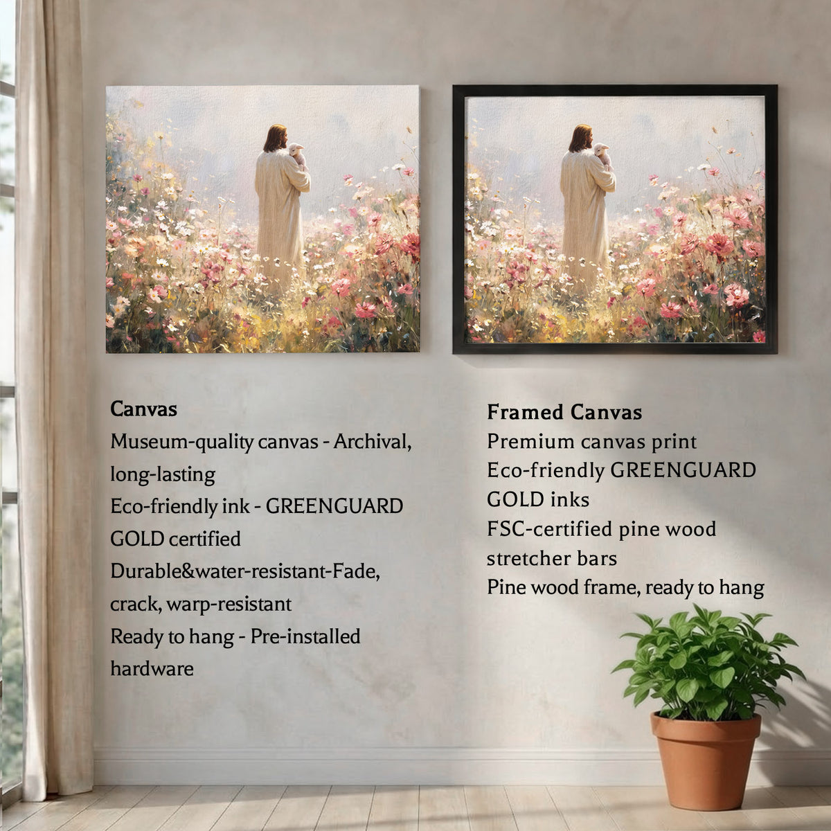 The Shepherd Among Wildflowers Christian Art Poster/Canvas