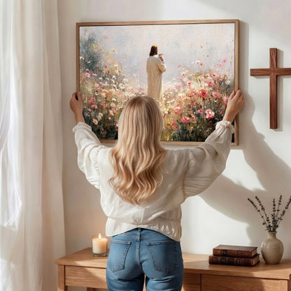 The Shepherd Among Wildflowers Christian Art Poster/Canvas