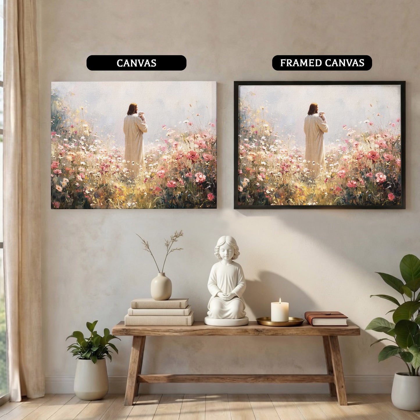 The Shepherd Among Wildflowers Christian Art Poster/Canvas