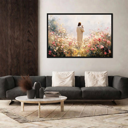 The Shepherd Among Wildflowers Christian Art Poster/Canvas