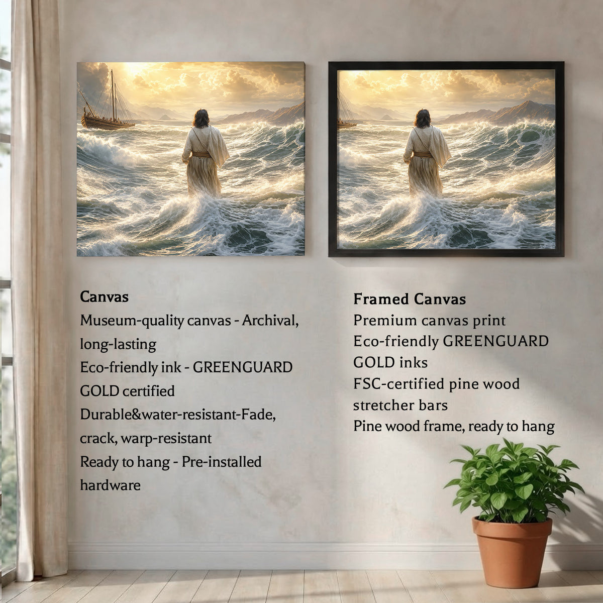 Faith Through the Storm Christian Ocean Poster/Canvas