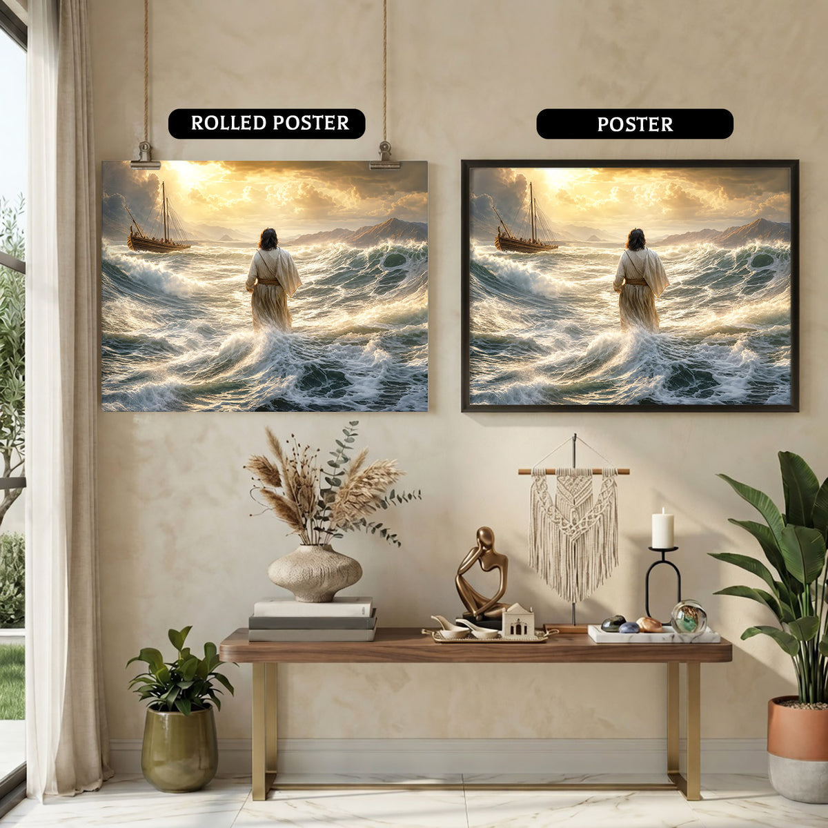 Faith Through the Storm Christian Ocean Poster/Canvas