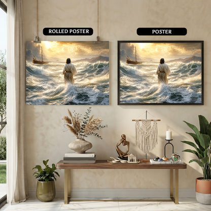 Faith Through the Storm Christian Ocean Poster/Canvas