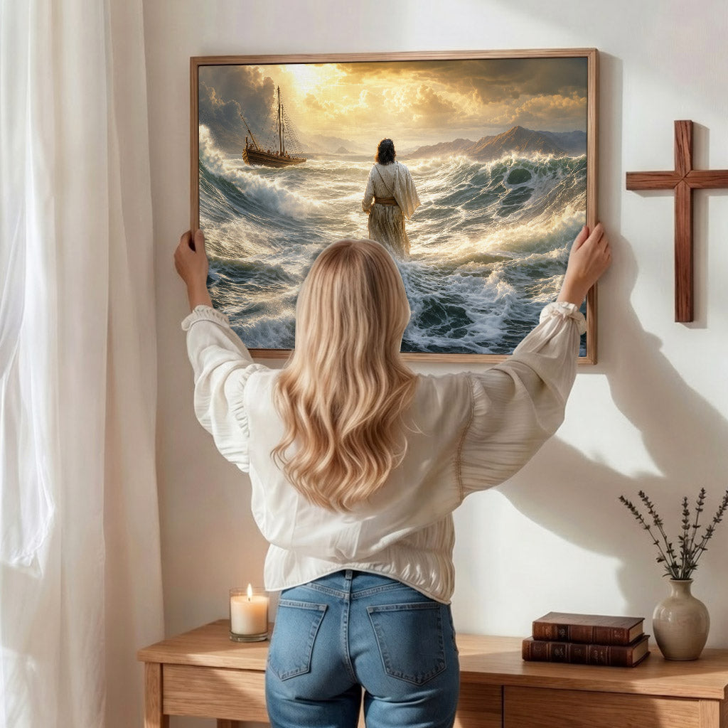 Faith Through the Storm Christian Ocean Poster/Canvas