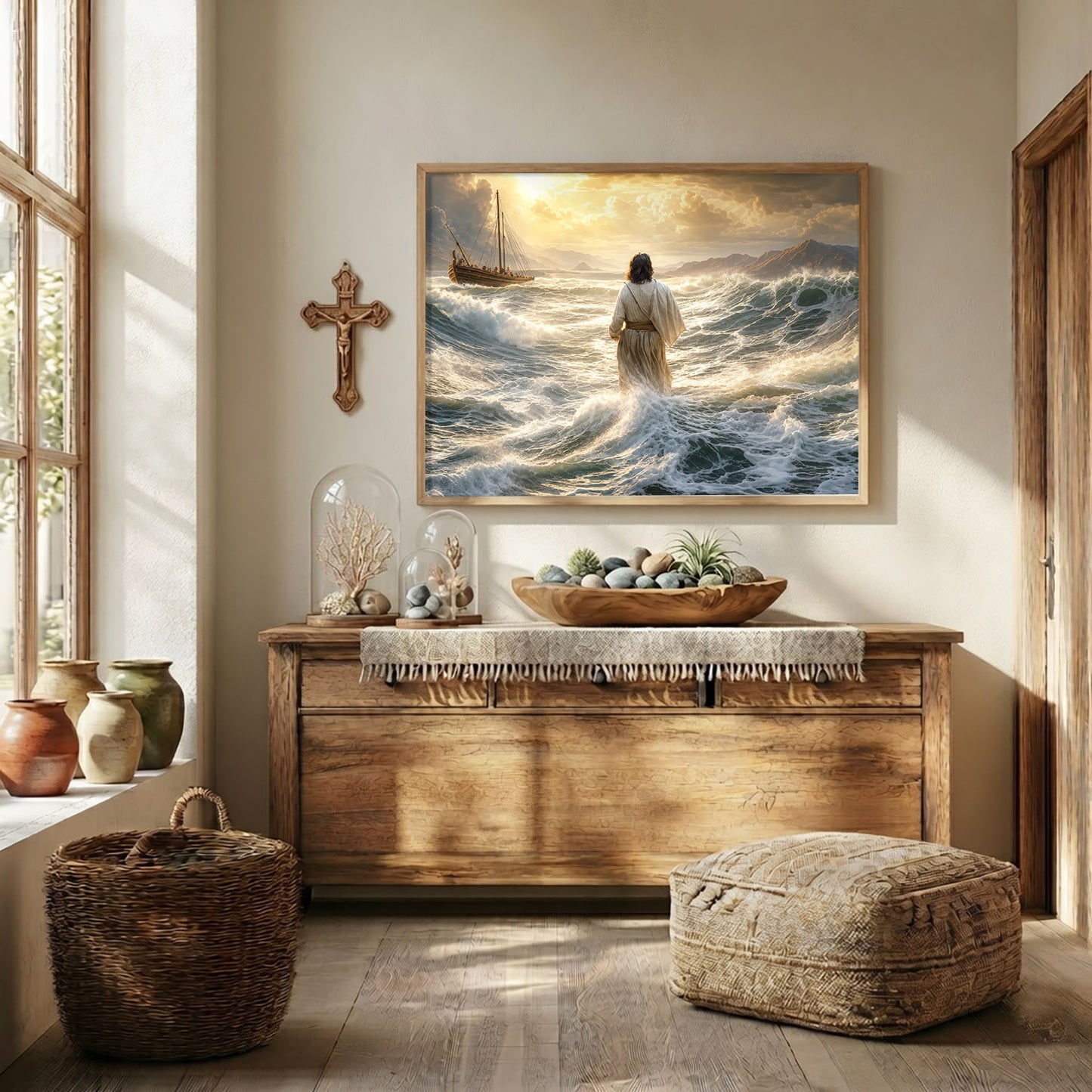 Faith Through the Storm Christian Ocean Poster/Canvas