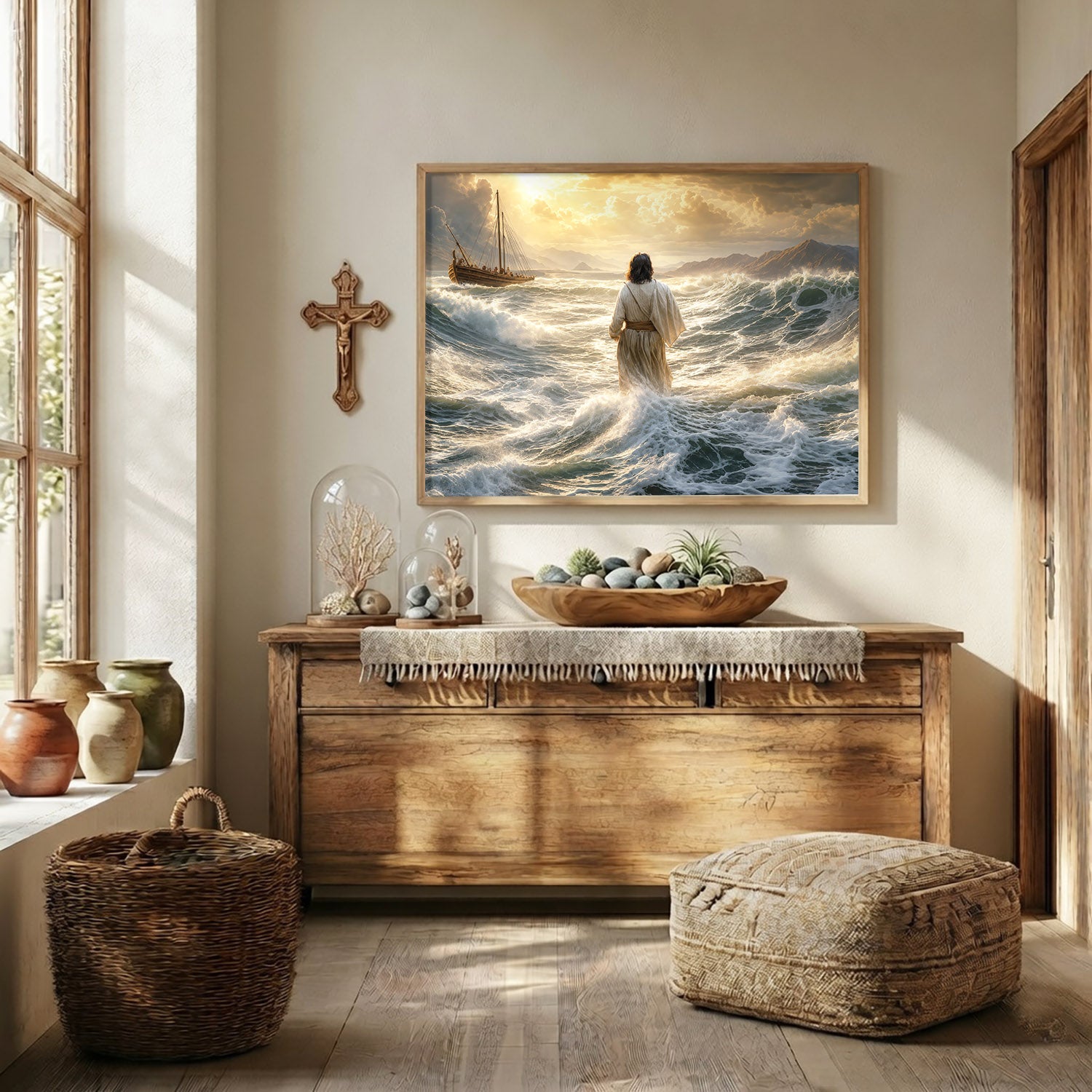 Faith Through the Storm Christian Ocean Poster/Canvas