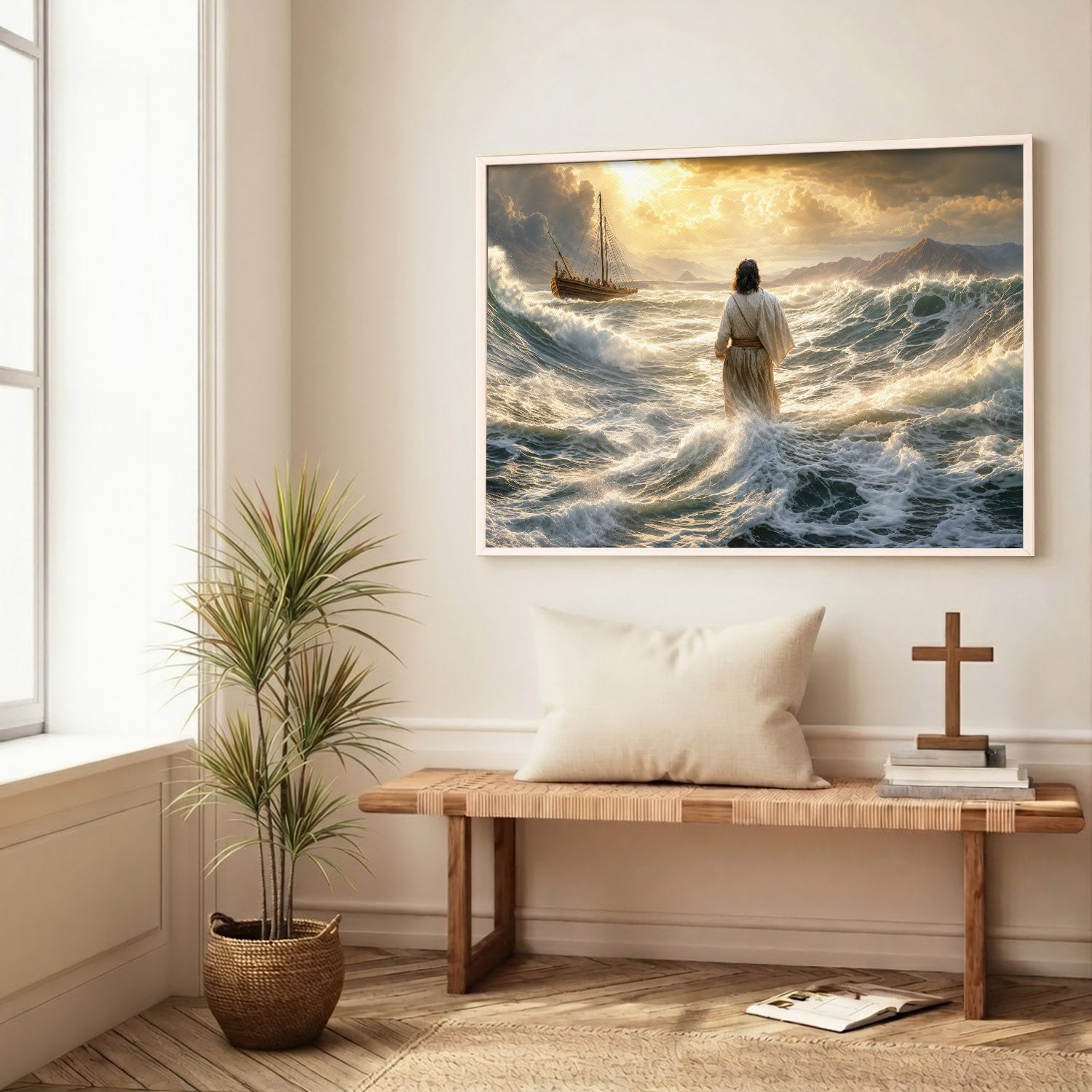 Faith Through the Storm Christian Ocean Poster/Canvas