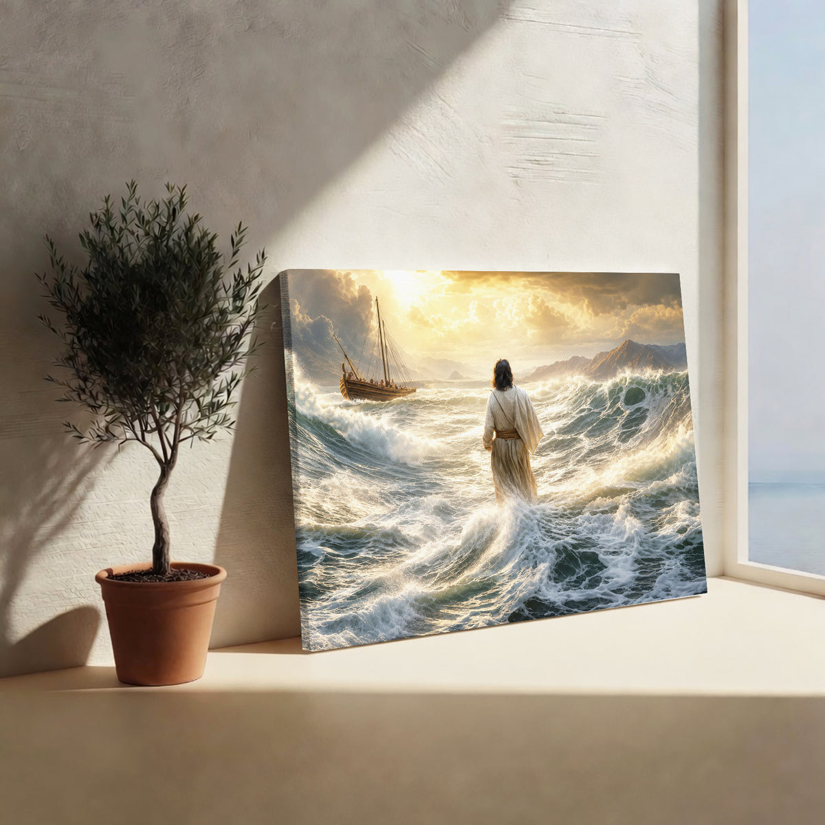 Faith Through the Storm Christian Ocean Poster/Canvas