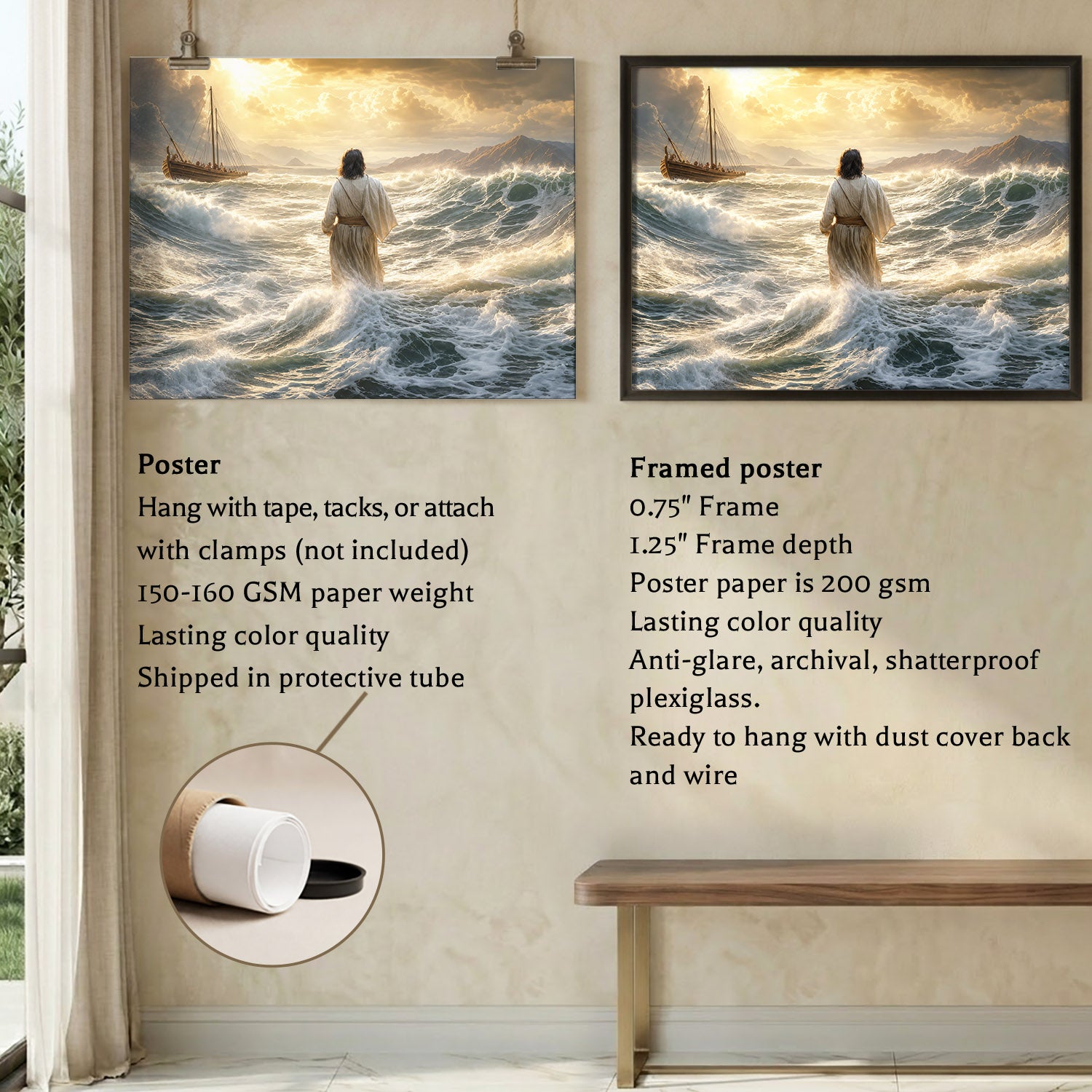 Faith Through the Storm Christian Ocean Poster/Canvas